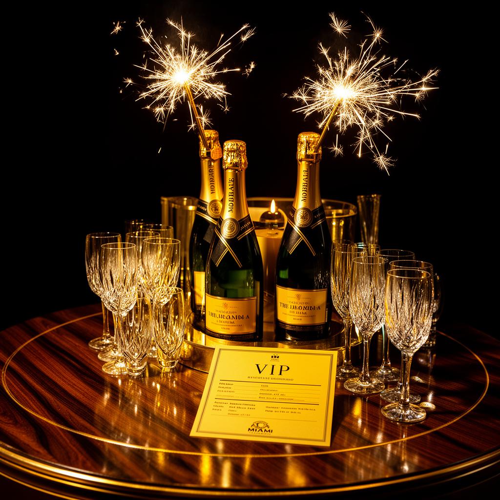 Champagne bottle service with sparklers on a luxury VIP table
